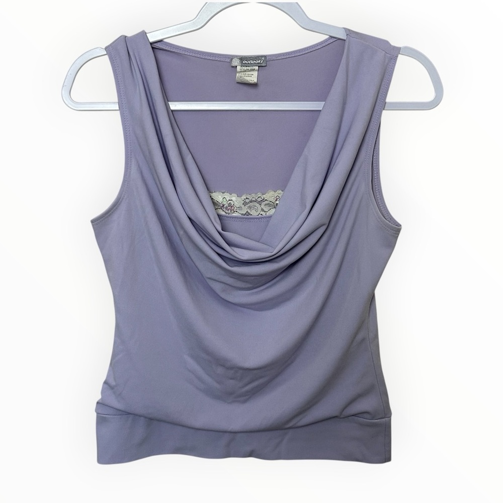 Outlooks Vintage Y2K Lavender Scoop Neck Sequin Tank Top